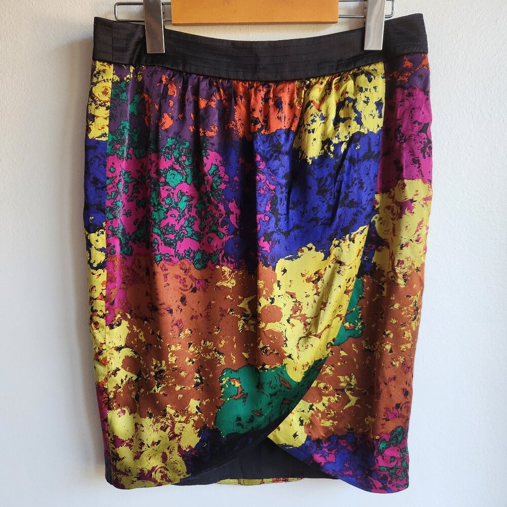 Trina Turk 100% Silk Abstract Skirt Made in 🇺🇸 - Size 4 (FITS LARGE)